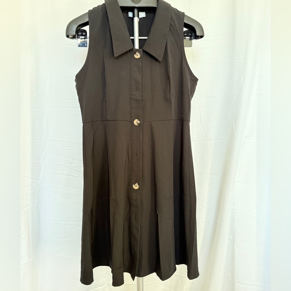 RIHOAS Black Sleeveless Button-Front Mini Dress